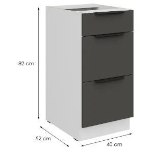 Obrazek Szafka Kuchenna Aria-Gr/Wh Anti Fingerprint 40d 3s Bb