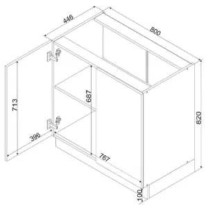 Obrazek Szafka Kuchenna Cosmo Isabel D80 Czarny Groszek/Dąb Artisan
