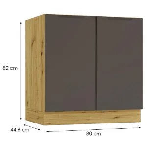 Obrazek Szafka Kuchenna Cosmo Isabel D80 Czarny Groszek/Dąb Artisan