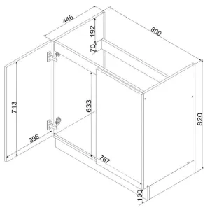 Obrazek Szafka Kuchenna Cosmo Isabel D80zl Czarny Groszek/Dąb Artisan