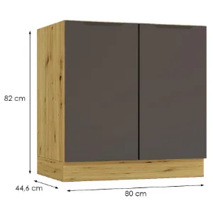 Obrazek Szafka Kuchenna Cosmo Isabel D80zl Czarny Groszek/Dąb Artisan