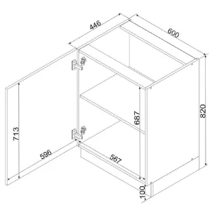 Obrazek Szafka Kuchenna Cosmo Isabel D60 P/L Czarny Groszek/Dąb Artisan