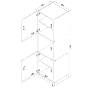 Obrazek Szafka Kuchenna Cosmo Isabel D60 Pk/2133 P/L Czarny Groszek/Dąb Artisan