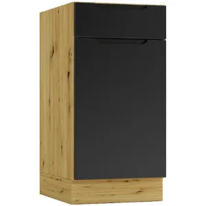 Obrazek Szafka Kuchenna Cosmo Isabel D40s/1 P/L Czarny Groszek/Dąb Artisan