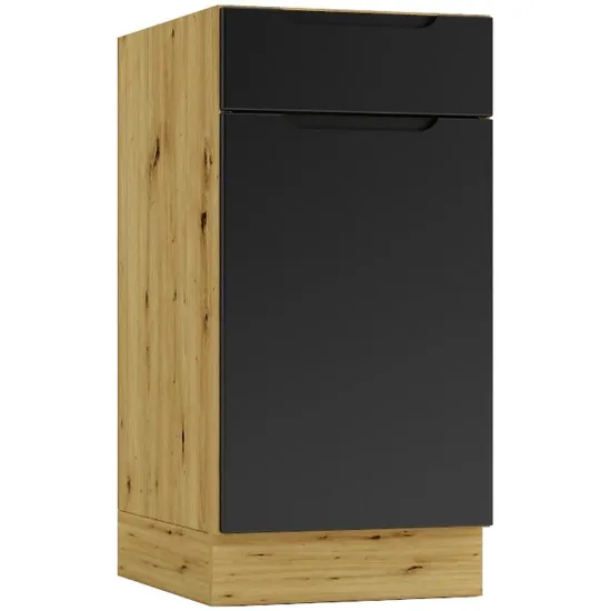 Obrazek Szafka Kuchenna Cosmo Isabel D40s/1 P/L Czarny Groszek/Dąb Artisan