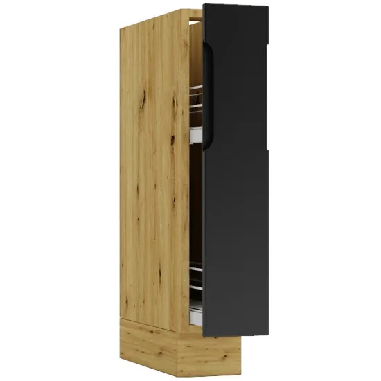 Obrazek Szafka Kuchenna Cosmo Isabel D15 Cargo+Kosz Czarny Groszek/Dąb Artisan