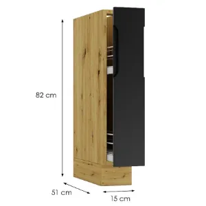 Obrazek Szafka Kuchenna Cosmo Isabel D15 Cargo+Kosz Czarny Groszek/Dąb Artisan