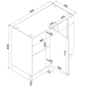 Obrazek Szafka Kuchenna Cosmo Isabel Dnp P/L  Czarny Groszek/Dąb Artisan