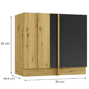 Obrazek Szafka Kuchenna Cosmo Isabel Dnp P/L  Czarny Groszek/Dąb Artisan