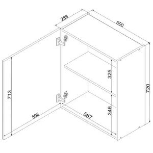 Obrazek Szafka Kuchenna Cosmo Isabel W60 P/L Czarny Groszek/Dąb Artisan