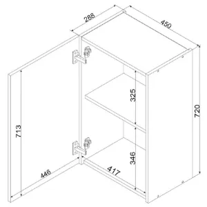 Obrazek Szafka Kuchenna Cosmo Isabel W45 P/L Czarny Groszek/Dąb Artisan