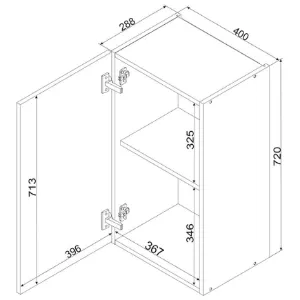 Obrazek Szafka Kuchenna Cosmo Isabel W40 P/L Czarny Groszek/Dąb Artisan