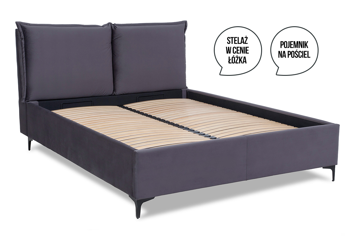 Łóżko ze stelażem Sevilla 160x200 cm popielaty