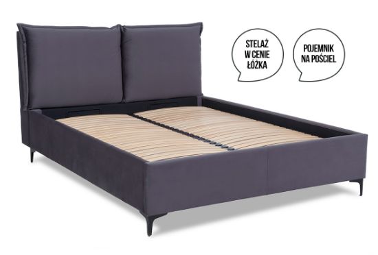 Obrazek Łóżko ze stelażem Sevilla 160x200 cm popielaty