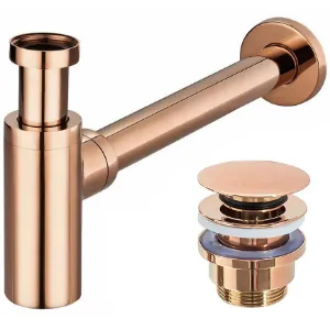 Obrazek Syfon umywalkowy klik-klak uniwersalny Rea różowo-złoty