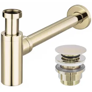 Obrazek Syfon umywalkowy klik-klak uniwersalny REA złoty