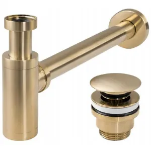 Obrazek Syfon umywalkowy klik-klak uniwersalny REA złoty szczotkowany