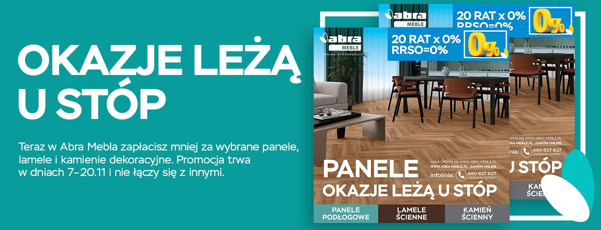 Tylko do 20.11 w Abra Meble kupisz taniej wybrane panele, lamele i kamienie dekoracyjne.