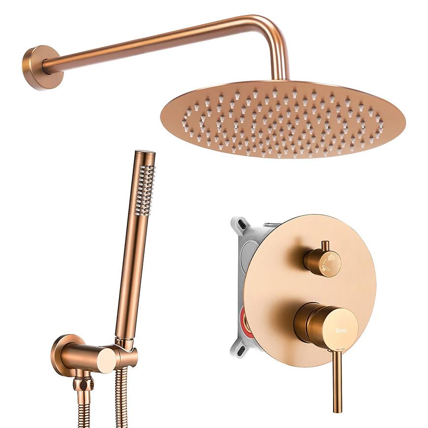 Zestaw natryskowy podtynkowy Rea Lungo miedź szczotkowana + BOX