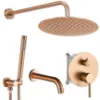 Obrazek Zestaw wannowo-prysznicowy podtynkowy Rea Lungo miedź szczotkowana