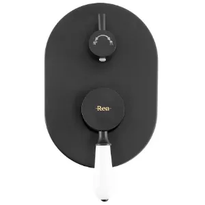 Obrazek Zestaw natryskowy podtynkowy Rea Serra czarny + BOX