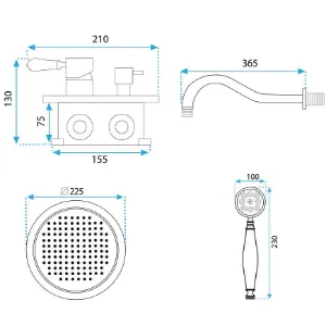Obrazek Zestaw natryskowy podtynkowy Rea Serra czarny + BOX
