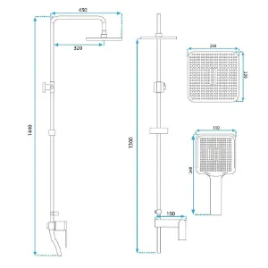 Obrazek Zestaw prysznicowy Rea Storm złoty szczotkowany