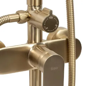 Obrazek Zestaw prysznicowy Rea Verso złoty szczotkowany