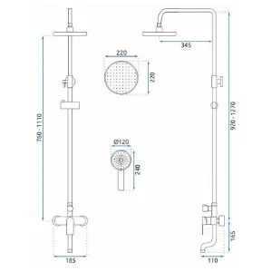 Obrazek Zestaw prysznicowy Rea Verso złoty szczotkowany