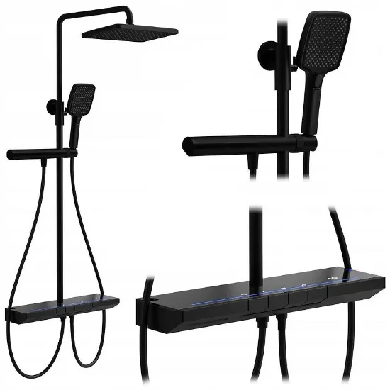 Obrazek Zestaw prysznicowy z termostatem Rea Pedro czarny