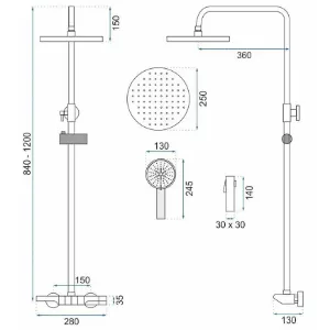 Obrazek Zestaw prysznicowy Rea Savio z wyświetlaczem LED tytan