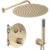 Obrazek Zestaw prysznicowy podtynkowy z termostatem LUNGO złoty szczotkowany + BOX