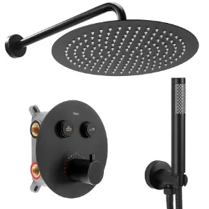 Obrazek Zestaw prysznicowy podtynkowy z termostatem LUNGO czarny + BOX