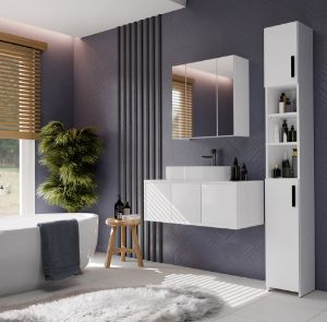 Obrazek Szafka łazienkowa z lustrem Mir 3L biała