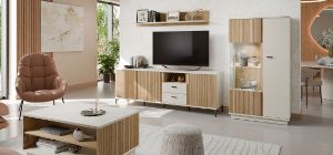 Obrazek Komoda RTV trzydrzwiowa z szufladami Mosano LUSF102