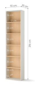 Obrazek Regał wąski Woow WO-05 szampański/dąb vincenza bielona