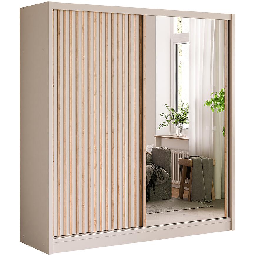 Szafa London Lux 203 Kaszmir / Dąb Wotan / Lustro