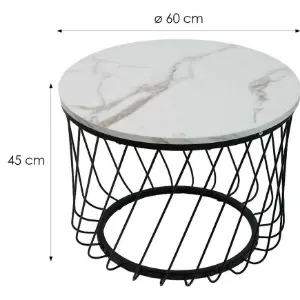 Obrazek Stolik Pmc-Ct2516-2 Biały Marmur/Czarny