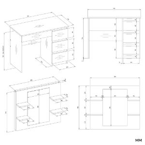 Obrazek Toaletka z lustrem Star 4P prawa biały
