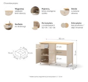 Obrazek Biurko Story SO-03 beż piaskowy/dąb vincenza bielona