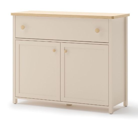 Obrazek Komoda dwudrzwiowa z szufladą Story SO-05 beż piaskowy/dąb vincenza bielona