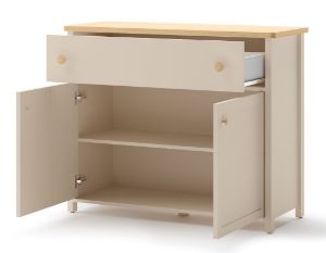 Obrazek Komoda dwudrzwiowa z szufladą Story SO-05 beż piaskowy/dąb vincenza bielona