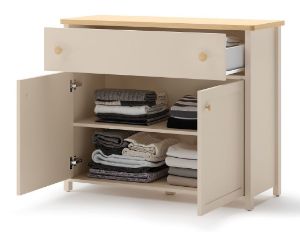 Obrazek Komoda dwudrzwiowa z szufladą Story SO-05 beż piaskowy/dąb vincenza bielona