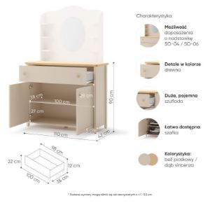 Obrazek Komoda dwudrzwiowa z szufladą Story SO-05 beż piaskowy/dąb vincenza bielona