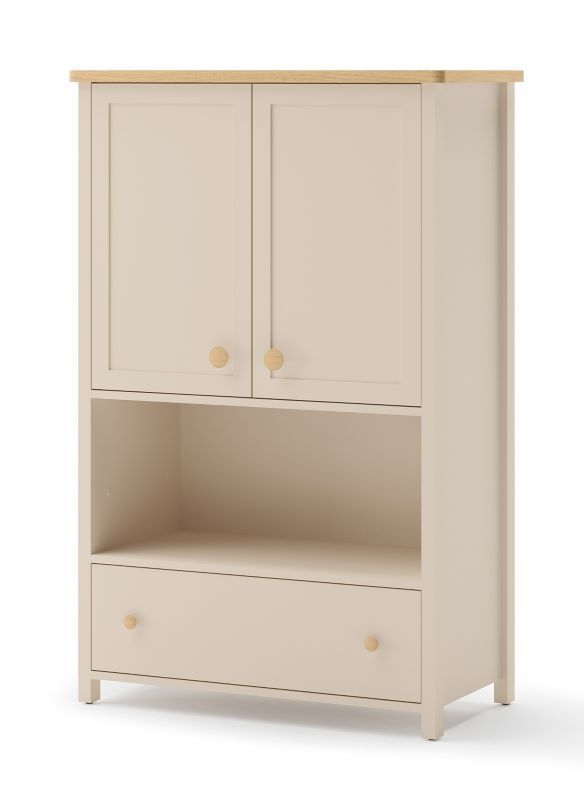 Komoda dwudrzwiowa z szufladą Story SO-11 beż piaskowy/dąb vincenza bielona