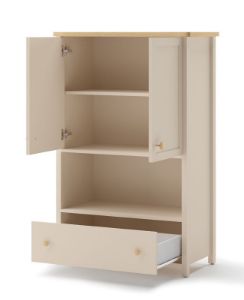 Obrazek Komoda dwudrzwiowa z szufladą Story SO-11 beż piaskowy/dąb vincenza bielona