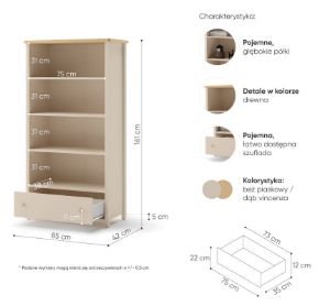 Obrazek Regał z szufladą Story SO-02 beż piaskowy/dąb vincenza