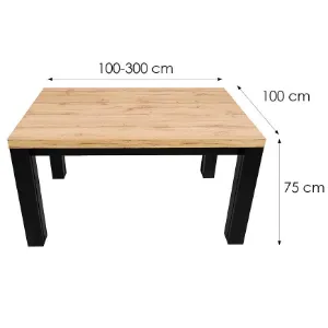 Obrazek Stół St-63 100x100+4x50 Wotan/Czarny