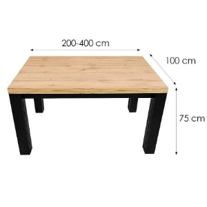 Obrazek Stół St-63 200x100+4x50 Wotan/Czarny