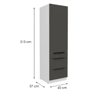 Obrazek Szafka Kuchenna Aria-Gr/Wh Anti Fingerprint 60dks-210 1f 3s